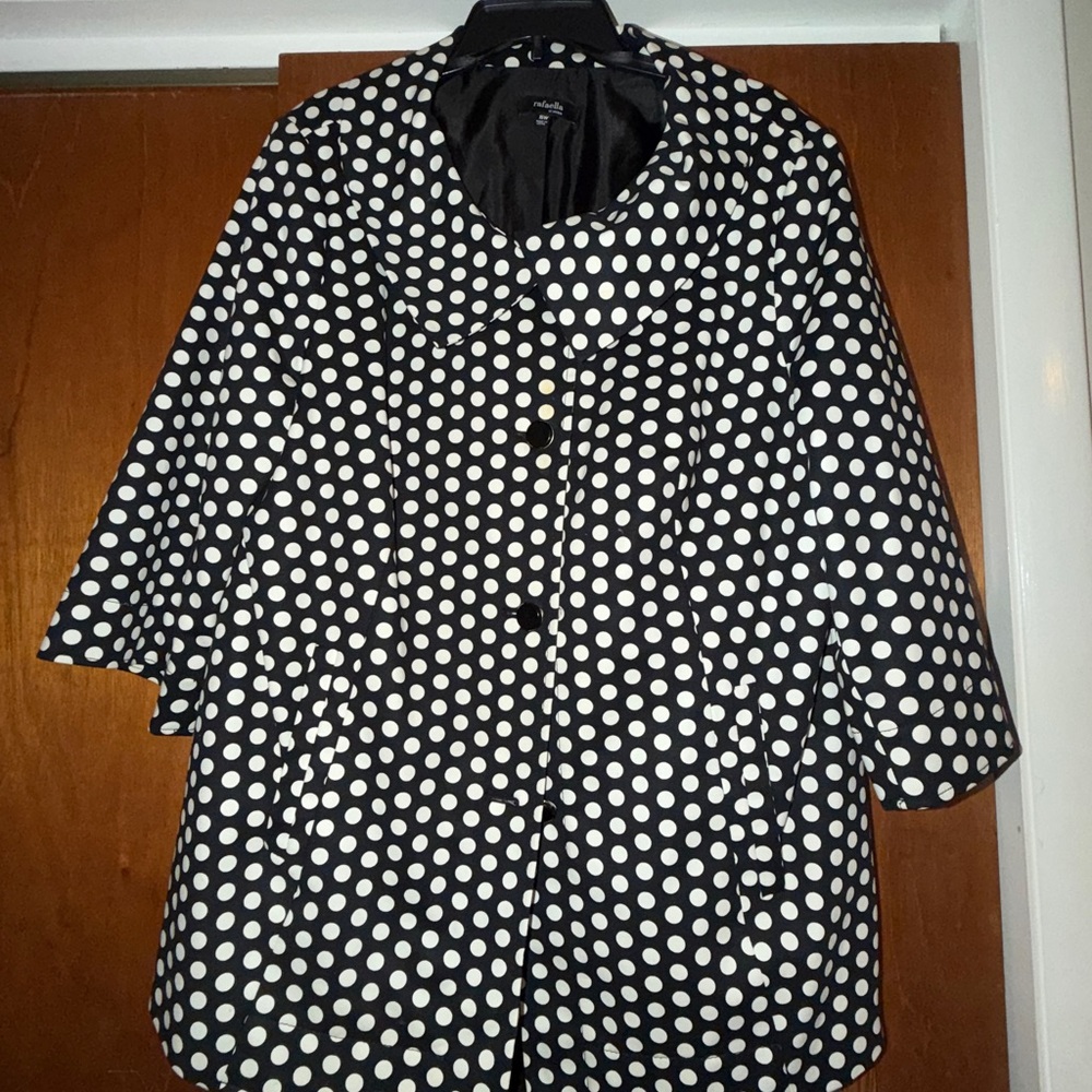 Rafaella Black and White Polka Dot Cape Jacket